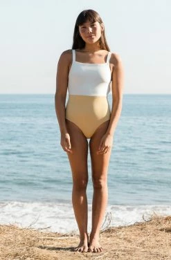 SEPTEMBER Paris ECONYL® One Piece Swimsuit | Ivory/Honey