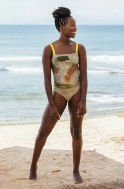 SEPTEMBER Clothing Paris ECONYL® One Piece Swimsuit | Sea Foam Camo Print