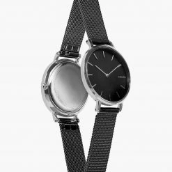 Solios Mini Solar Watch With Black & Silver Dial | Black Mesh Strap