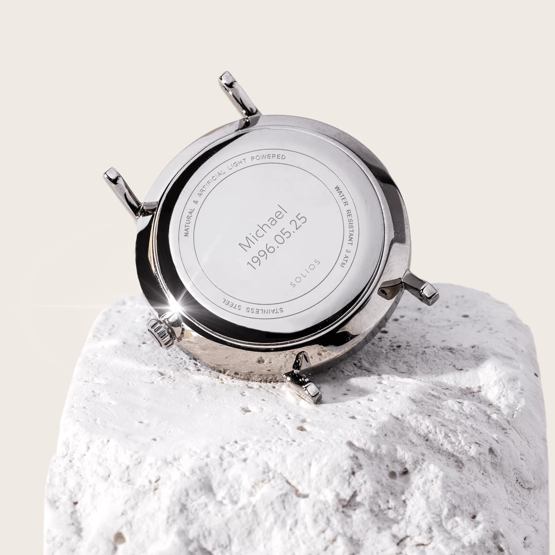 Solios Mini Solar Watch With Black & Rose Gold Dial | Black Mesh Strap Accessories 6 Solios Mini Solar Watch With Black & Rose Gold Dial | Black Mesh Strap Accessories