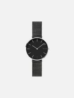 Solios Mini Solar Watch With Black & Silver Dial | Black Mesh Strap