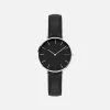 Solios Accessories Mini Solar Watch With Black & Silver Dial | Black Vegan Leather Strap