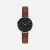 Solios Mini Solar Watch With Black & Silver Dial | Brown Vegan Leather Strap