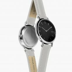 Solios Mini Solar Watch With Black & Silver Dial | Grey Vegan Leather Strap Accessories