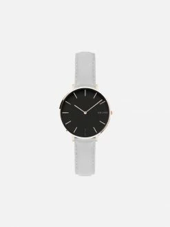 Solios Mini Solar Watch With Black & Rose Gold Dial | Grey Vegan Leather Strap Accessories