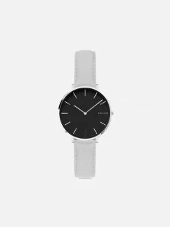 Solios Mini Solar Watch With Black & Silver Dial | Grey Vegan Leather Strap Accessories