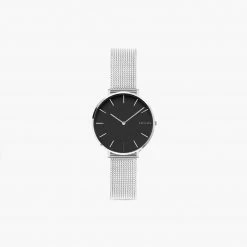 Solios Mini Solar Watch With Black & Silver Dial | Silver Mesh Strap Accessories