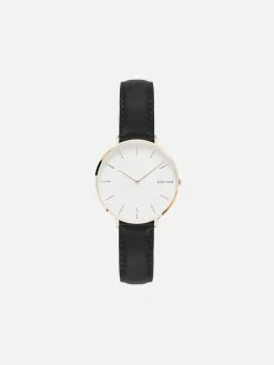 Solios Mini Solar Watch With White & Rose Gold Dial | Black Vegan Leather Strap Accessories