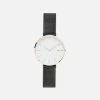 Solios Accessories Mini Solar Watch With White & Rose Gold Dial | Black Mesh Strap
