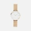 Solios Mini Solar Watch With White & Rose Gold Dial | Rose Gold Mesh Strap