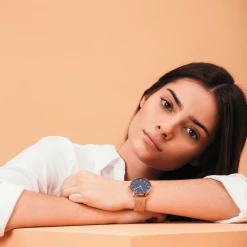 Solios Solar Watch With Black & Rose Gold Dial | Grey Mesh Strap 22 Solios Solar Watch With Black & Rose Gold Dial | Grey Mesh Strap