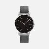 Solios Accessories Solar Watch With Black & Silver Dial | Grey Mesh Strap