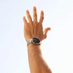 Solios Solar Watch With Black & Silver Dial | Black Vegan Leather Strap Accessories