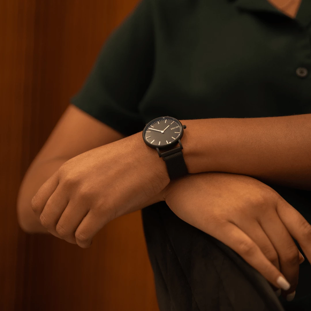 Solios Accessories Solar Watch With Black Dial | Black Vegan Leather Strap 11 Solios Accessories Solar Watch With Black Dial | Black Vegan Leather Strap