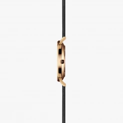 Solios Accessories Solar Watch With Black & Rose Gold Dial | Black Vegan Leather Strap