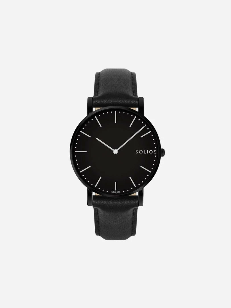 Solios Accessories Solar Watch With Black Dial | Black Vegan Leather Strap 3 Solios Accessories Solar Watch With Black Dial | Black Vegan Leather Strap