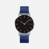Solios Accessories Solar Watch With Black & Silver Dial | Blue Mesh Strap
