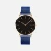 Solios Solar Watch With Black & Rose Gold | Blue Mesh Strap Accessories