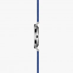 Solios Accessories Solar Watch With Black & Silver Dial | Blue Vegan Leather Strap