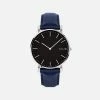 Solios Accessories Solar Watch With Black & Silver Dial | Blue Vegan Leather Strap