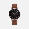 Solios Solar Watch With Black & Silver Dial | Brown Vegan Leather Strap Accessories