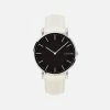 Solios Accessories Solar Watch With Black & Silver Dial | Cream Vegan Leather Strap