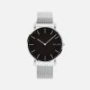 Solios Solar Watch With Black & Silver Dial | Silver Mesh Strap