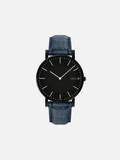 MRKNTN X SOLIOS Solar Watch With Black Dial | Blue Dino Vegan Leather Strap Accessories