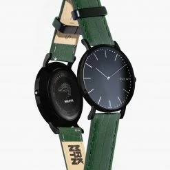 MRKNTN X SOLIOS Solar Watch With Black Dial | Green Dino Vegan Leather Strap