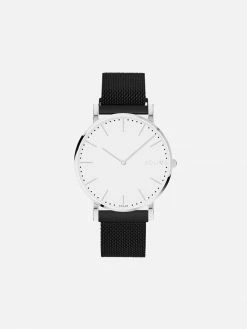 Solios Solar Watch With White & Silver Dial | Black Mesh Strap Accessories