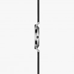 Solios Accessories Solar Watch With White & Silver Dial | Black Vegan Leather Strap