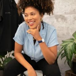 Solios Accessories Solar Watch With White & Silver Dial | Black Vegan Leather Strap