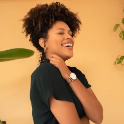 Solios Solar Watch With White & Rose Gold Dial | Blue Mesh Strap 21 Solios Solar Watch With White & Rose Gold Dial | Blue Mesh Strap