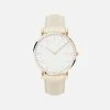 Solios Accessories Solar Watch With White & Rose Gold Dial | Cream Vegan Leather Strap