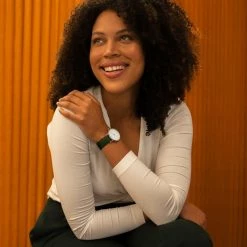 Solios Solar Watch With White & Silver Dial | Green Vegan Leather Strap Accessories