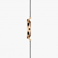 Solios Accessories Solar Watch With White & Rose Gold Dial | Grey Mesh Strap