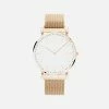 Solios Solar Watch With White & Rose Gold Dial | Rose Gold Mesh Strap