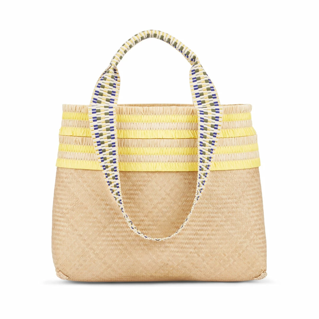 Stelar Bags Alor Handwoven Bamboo Vegan Medium Tote Bag | Natural & Sunshine Yellow 4 Stelar Bags Alor Handwoven Bamboo Vegan Medium Tote Bag | Natural & Sunshine Yellow