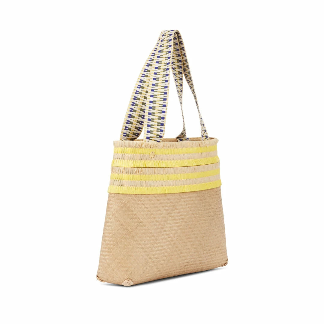 Stelar Bags Alor Handwoven Bamboo Vegan Medium Tote Bag | Natural & Sunshine Yellow 6 Stelar Bags Alor Handwoven Bamboo Vegan Medium Tote Bag | Natural & Sunshine Yellow