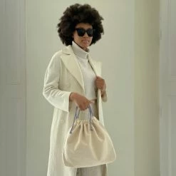 Stelar Anisa Cotton Large Vegan Pouch | Natural & Blue Bags