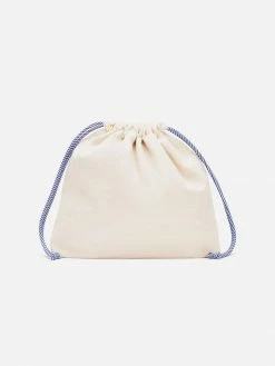 Stelar Anisa Cotton Large Vegan Pouch | Natural & Blue Bags