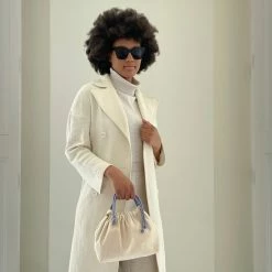 Stelar Anisa Cotton Small Vegan Pouch | Natural & Blue