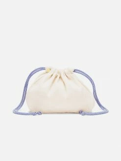 Stelar Anisa Cotton Small Vegan Pouch | Natural & Blue