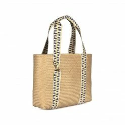 Stelar Bags Mentawai Handwoven Bamboo Vegan Large Tote Bag | Natural & Gold