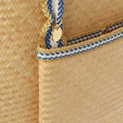 Stelar Lembata Handwoven Bamboo Vegan Large Shopper Bag | Natural & Blue Stripe Bags