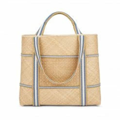 Stelar Malaka Handwoven Bamboo Vegan Medium Tote Bag | Natural & Blue Stripe Bags 10 Stelar Malaka Handwoven Bamboo Vegan Medium Tote Bag | Natural & Blue Stripe Bags