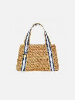 Stelar Manado Handwoven Atta Vegan Oval Bag | Natural & Blue Stripe Bags