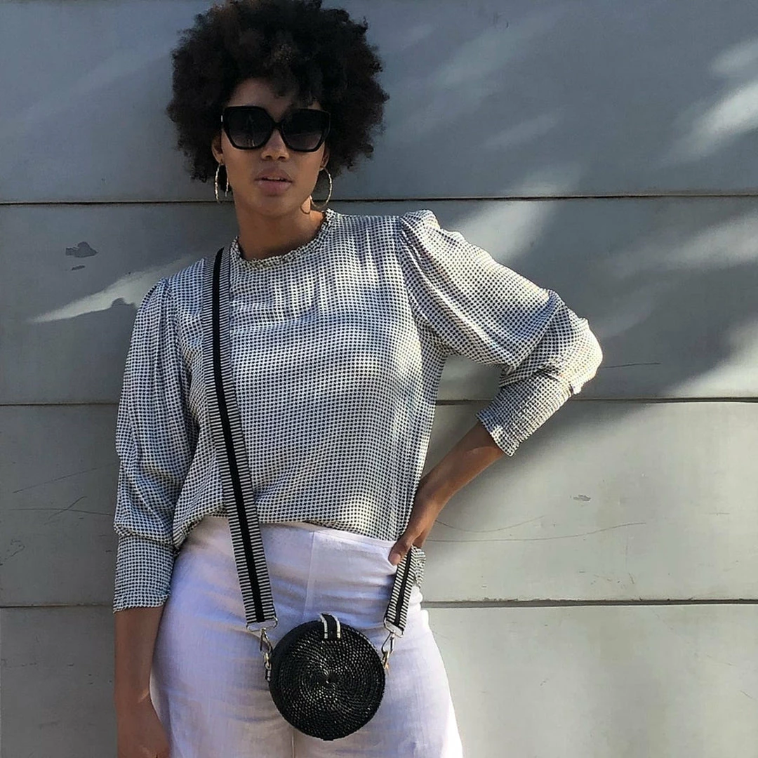 Stelar Membawa Cotton Jacquard Vegan Crossbody Strap | Black & White 4 Stelar Membawa Cotton Jacquard Vegan Crossbody Strap | Black & White