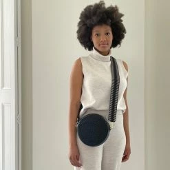 Stelar Membawa Cotton Jacquard Vegan Crossbody Strap | Olive Stripe Crossbody Bags