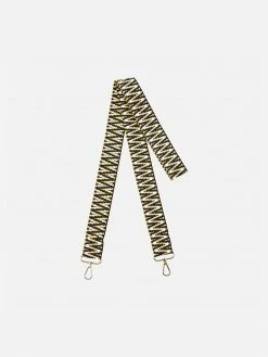 Stelar Membawa Cotton Jacquard Vegan Crossbody Strap | Black & Gold Crossbody Bags